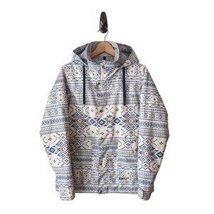 Burton White and Navy Patterned Ski Jacket